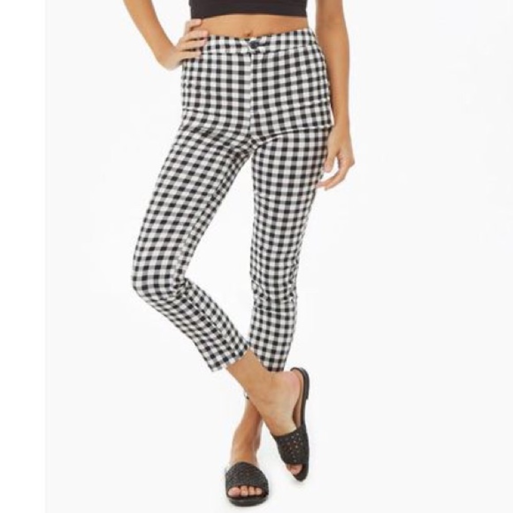 High Rise Checker print Cigarette trousers, small
